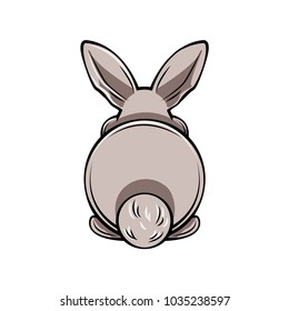 Backside of a rabbit. Bunny. Easter. Vector illustration isolated on white background.