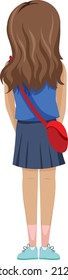 Backside of a traveler girl on white background illustration