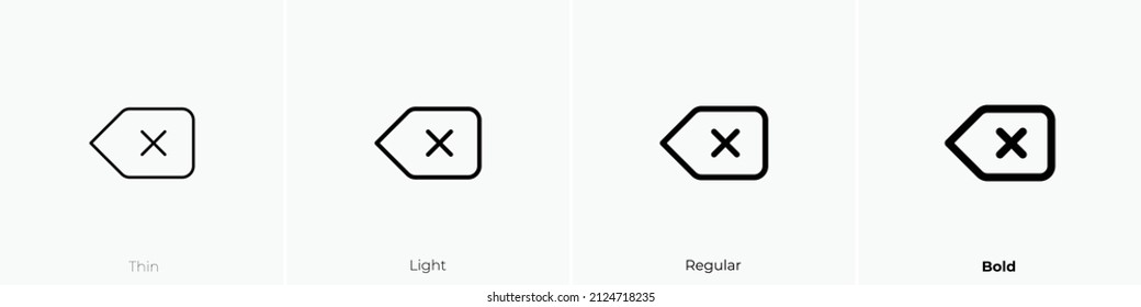 backspace icon. Thin, Light Regular And Bold style design isolated on white background