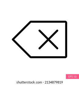 Backspace Key vector icon in line style design for website design, app, UI, isolated on white background. Editable stroke. EPS 10 vector illustration.