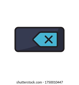 Backspace key vector icon symbol keyboard isolated on white background