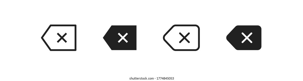 Backspase button, simple line isolated keyboard icon in vector flat style.