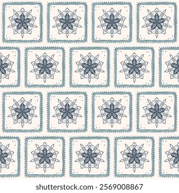 Backsplash mandala seamless pattern with abstract ornament. Vector hand drawn flat illustration.