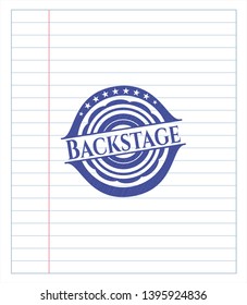 Backstage drawn with pen. Blue ink. Vector Illustration. Detailed.