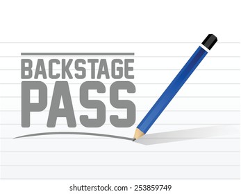 backstage pass message sign illustration design over a white background