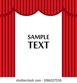 Backstage red curtains vector illustration preset clip art, isolated on white