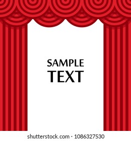 Backstage red curtains vector illustration preset clip art, isolated on white