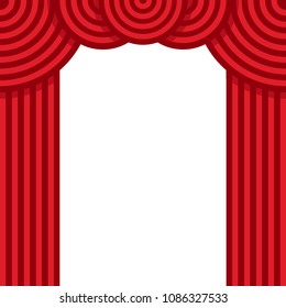 Backstage red curtains vector illustration preset clip art, isolated on white