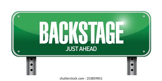backstage road sign illustration design over a white background