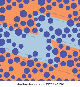 backstitch blue-orange pattern with circles