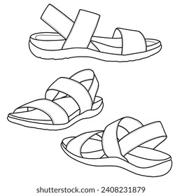 Backstrap casual sandal isolated on a white background, vector illustration.