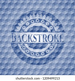 Backstroke blue polygonal badge.