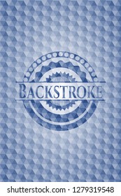 Backstroke blue polygonal emblem.