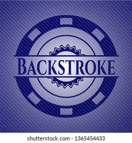Backstroke emblem with jean background