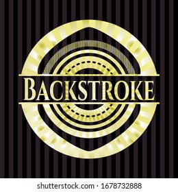 Backstroke gold badge or emblem. Vector Illustration. Detailed.