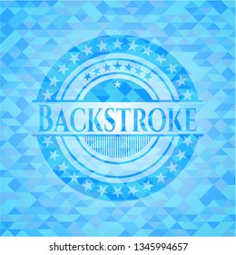 Backstroke realistic light blue emblem. Mosaic background