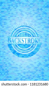 Backstroke sky blue emblem with triangle mosaic background