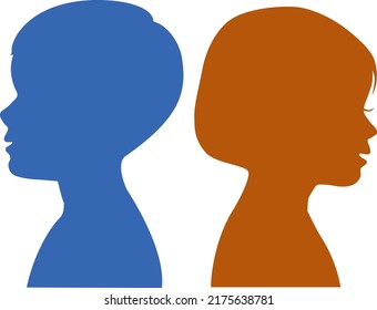 Back-to-back profile silhouette of a child