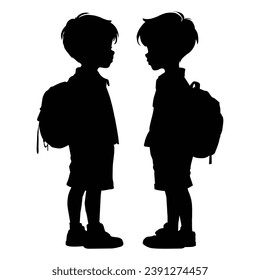 Back-to-School Kid Silhouette on White Background.