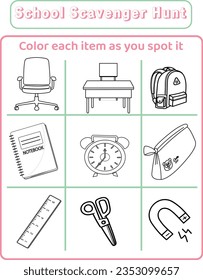 Back-to-School Scavenger Hunt Printable Worksheet for Kids