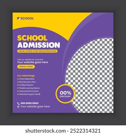 Back-to-school social media post and web banner template or back-to-school online marketing banner layout design.