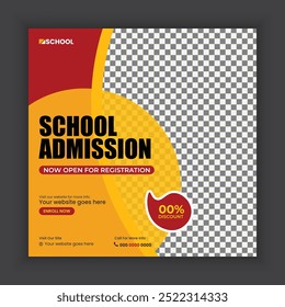 Back-to-school social media post and web banner template or back-to-school online marketing banner layout design.
