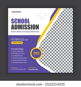 Back-to-school social media post and web banner template or back-to-school online marketing banner layout design.