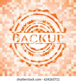 Backup abstract orange mosaic emblem