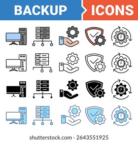 Backup banner icon set with multiple style.