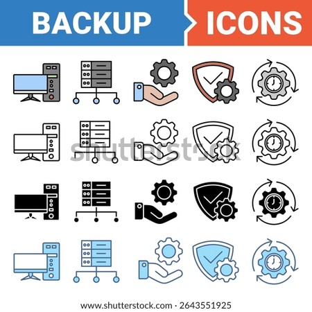 Backup banner icon set with multiple style.