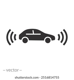 ícone da câmera de backup, vista traseira ou frontal da estrada, sensor de estacionamento do carro, auxiliar a segurança rodoviária, ilustração vetor plana