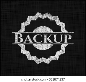 Backup chalk emblem written on a blackboard