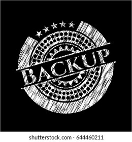 Backup chalk emblem written on a blackboard