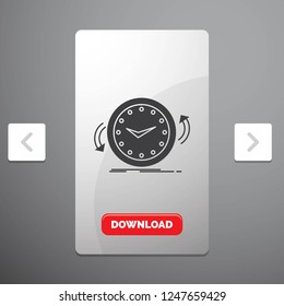 Backup, clock, clockwise, counter, time Glyph Icon in Carousal Pagination Slider Design & Red Download Button