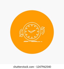 Backup, clock, clockwise, counter, time White Line Icon in Circle background. vector icon illustration