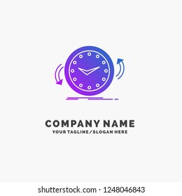 Backup, clock, clockwise, counter, time Purple Business Logo Template. Place for Tagline.