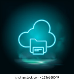 Backup , cloud ,files vector blue neon icon
