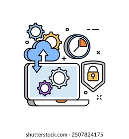 Backup Cloud Fill Color Icon, Vector illustration.