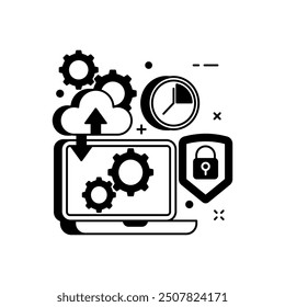 Copia de seguridad Cloud Glyph Icon, Ilustración vectorial
