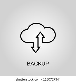 Backup cloud icon. Backup cloud symbol. Flat design. Stock - Vector illustration
