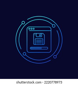 backup or copy files icon with a floppy disk, linear design