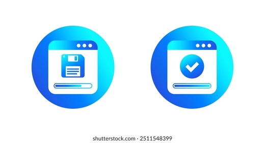 ícones de backup ou cópia de arquivos com um disquete