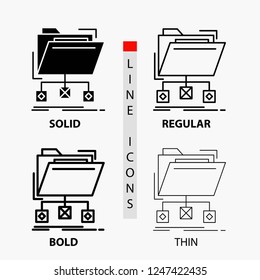 backup, data, files, folder, network Icon in Thin, Regular, Bold Line and Glyph Style. Vector illustration