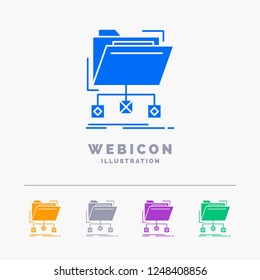 backup, data, files, folder, network 5 Color Glyph Web Icon Template isolated on white. Vector illustration