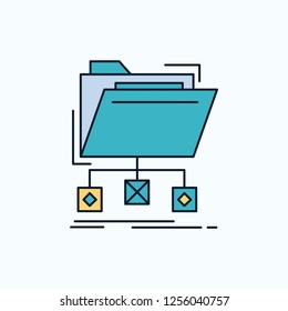 backup, data, files, folder, network Flat Icon. green and Yellow sign and symbols for website and Mobile appliation. vector illustration