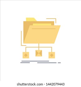 backup, data, files, folder, network Flat Color Icon Vector