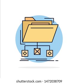 backup, data, files, folder, network Flat Color Icon Vector