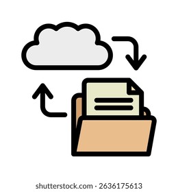 Copia de seguridad de datos de color de contorno, mini icono de ilustración. uso para el concepto moderno, impresión, interfaz de usuario, kit de UX, Web y desarrollo de App. Vector relacionado con la gestión de Cuentas, ecommerce, banca y finanzas.