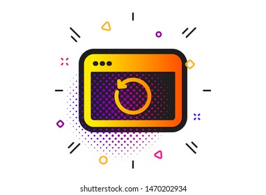 Backup data sign. Halftone circles pattern. Recovery internet icon. Restore information symbol. Classic flat recovery internet icon. Vector