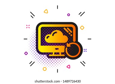 Backup data sign. Halftone circles pattern. Recovery cloud icon. Restore information symbol. Classic flat recovery cloud icon. Vector